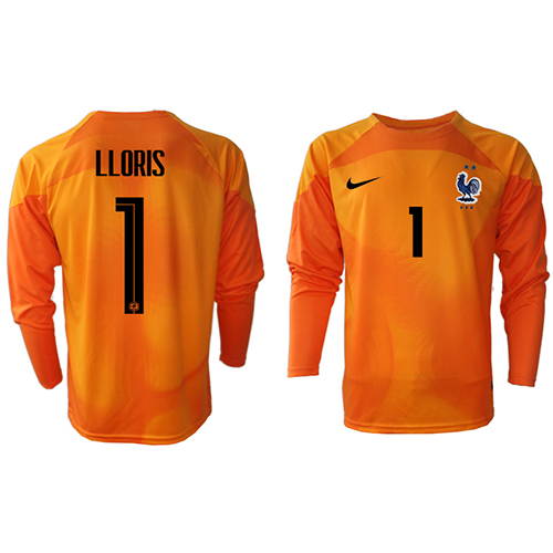 Maillot de foot France Hugo Lloris #1 Gardien Domicile vêtements Monde 2022 Manches Longues